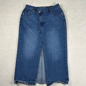 Skirt Jean Maxi Women's 30 Blue Denim Front Split